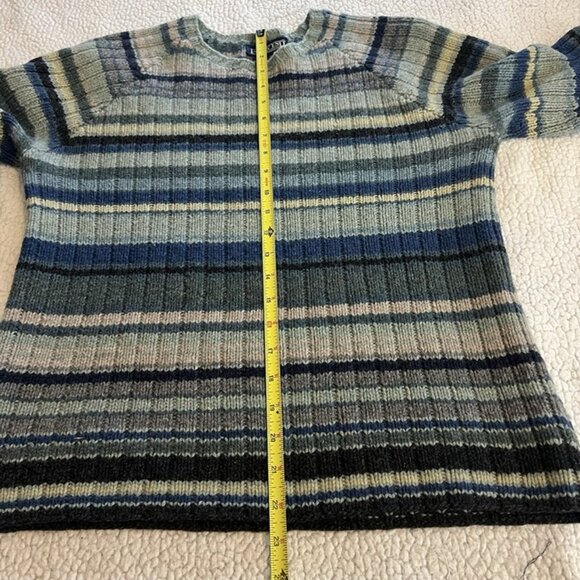 Vintage Lands’ End 100% Wool Striped Chunky Knit Sweater Sz Small 6-8 Grunge - Picture 8 of 8